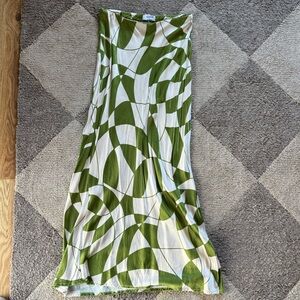 Geometric midi silk skirt